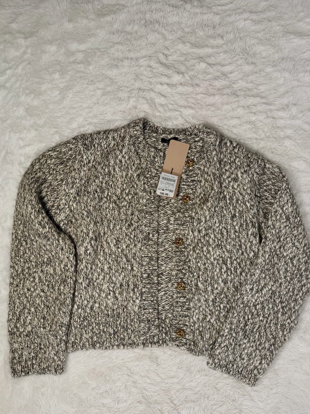 Massimo Dutti Marled Gray-Brown Button Cardigan